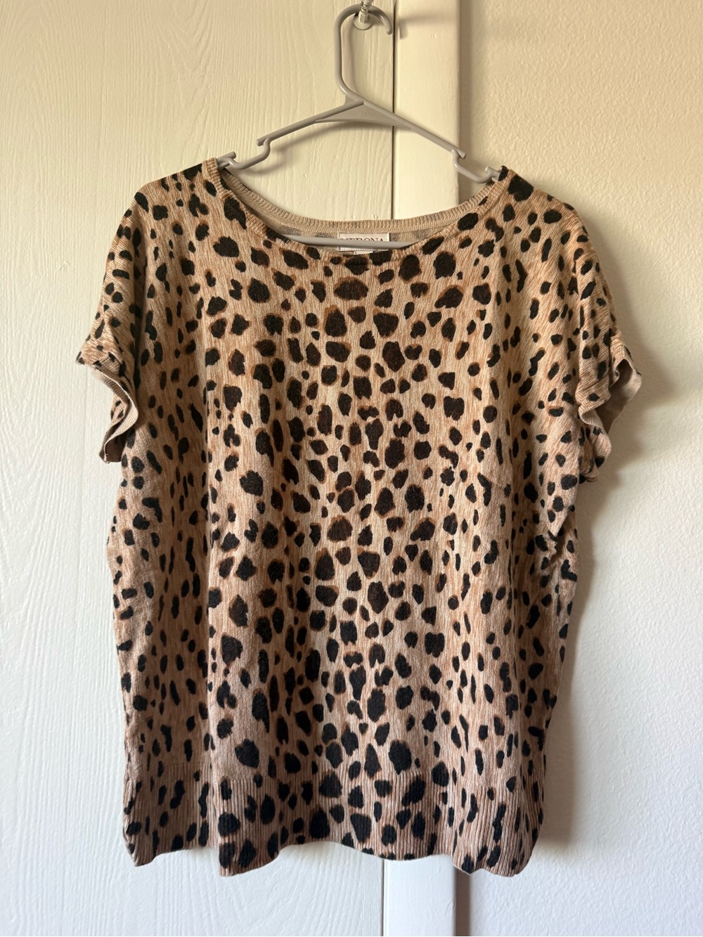 MERONA Leopard Print Short Sleeve Knit Sweater Top - Size XXL